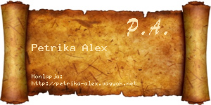 Petrika Alex névjegykártya